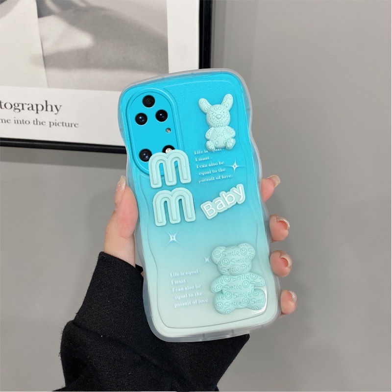 Andyh Casing Ponsel Untuk Huawei P30 Pro P40 Pro P50 Pro Phone Case 3D Alphabet Bear Pelindung Kamera Pelindung Penutup Belakang Couple Case