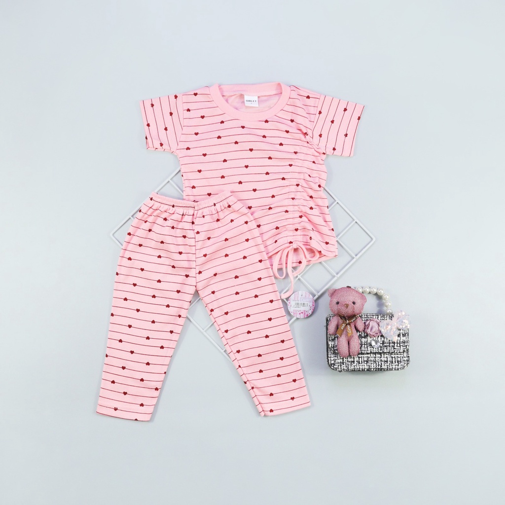 Owlet - setelan anak perempuan / setelan salur / baju anak perempuan / setelan tali serut