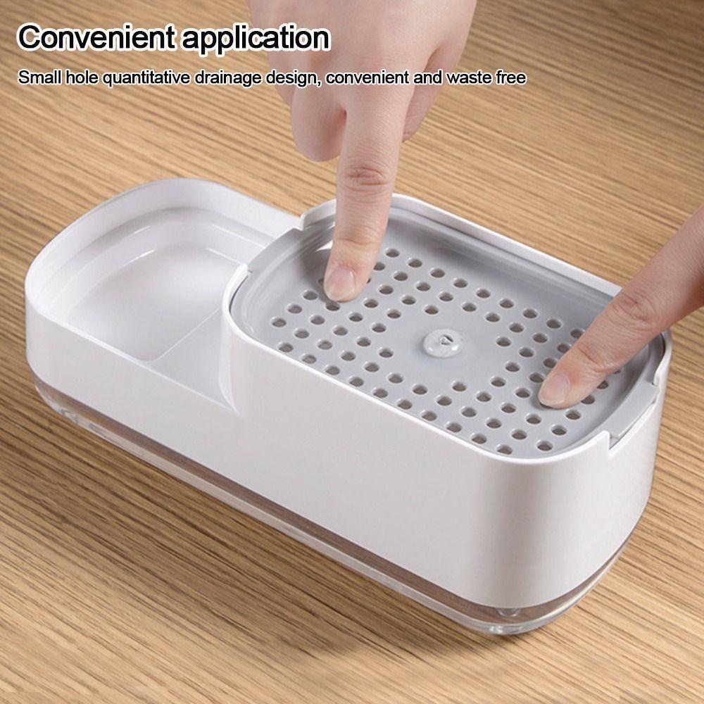 Populer Dispenser Sabun 2-in-1 Wadah Cuci Piring Scrubber Holder Wastafel Soap Pump