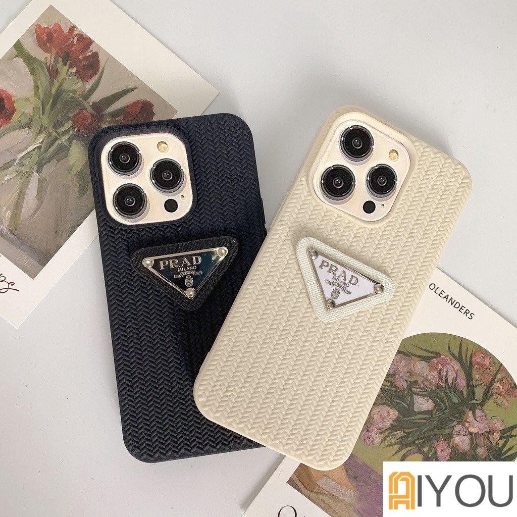 IPHONE Casing Ponsel Prada Motif Rajut Halus 3D Untuk Iphone14Plus Pro Max 13Pro 12Pro Max 11x Xr Xs Max7 8 Plus Casing Silikon Penutup Belakang