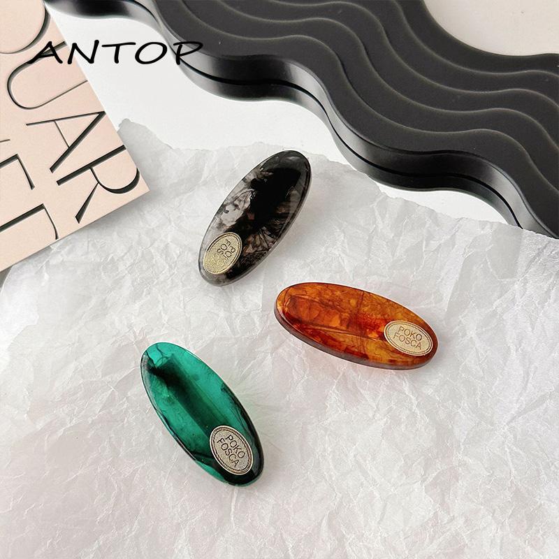 【antop】Jepit Rambut Oval Perempuan 2023an Baru Resin Sisi Hairclip Winter Duckbill Clip Aksesoris Rambut