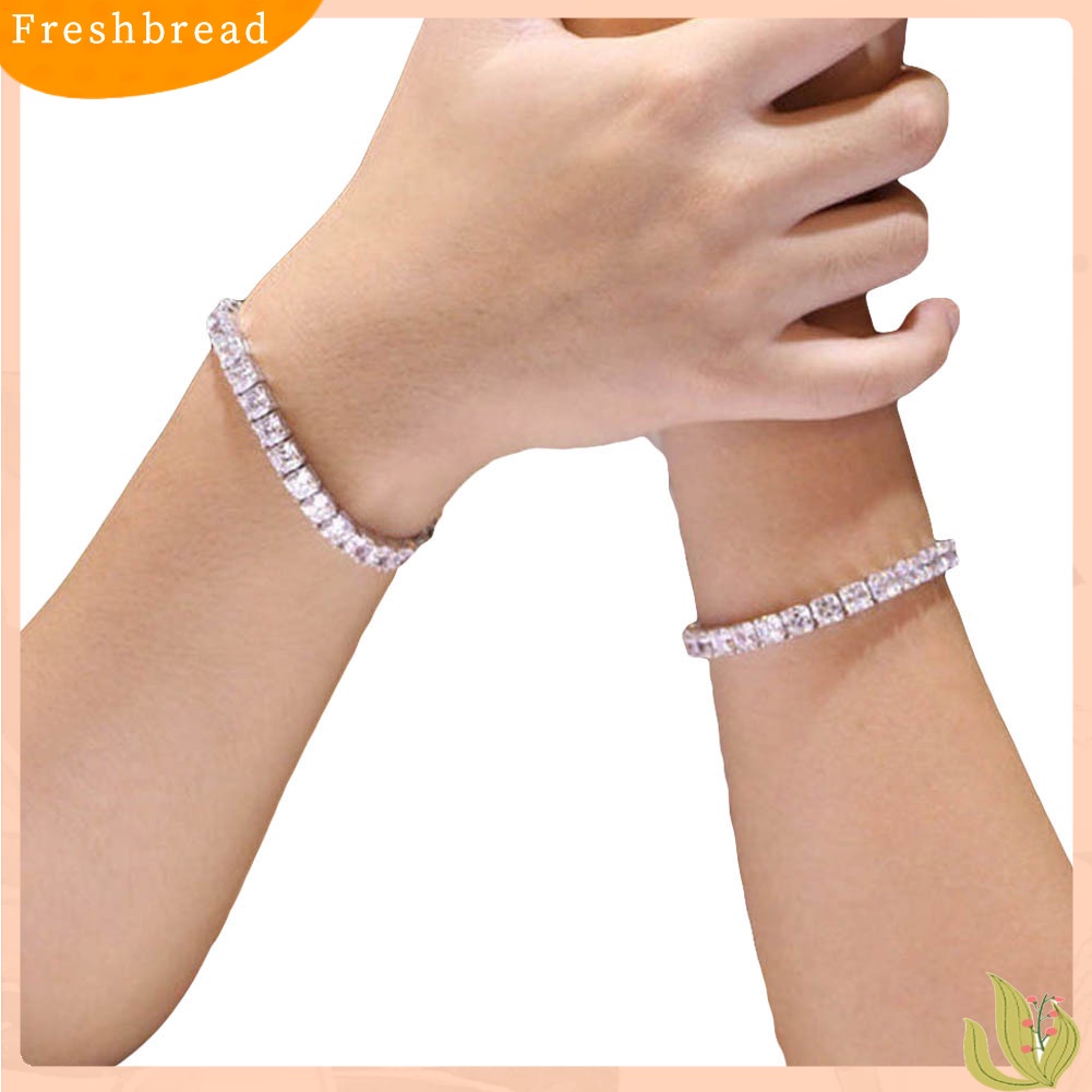 &lt; Freshbread &gt; Glitter Baris Tunggal Berlian Imitasi Gelang Bangle Unisex Perjamuan Pesta Perhiasan Hadiah