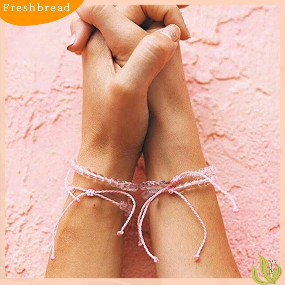 &lt; Freshbread &gt; Gelang Tali Tenun Manik-Manik Transparan Unisex Adjustable Handmade Bangle Gift