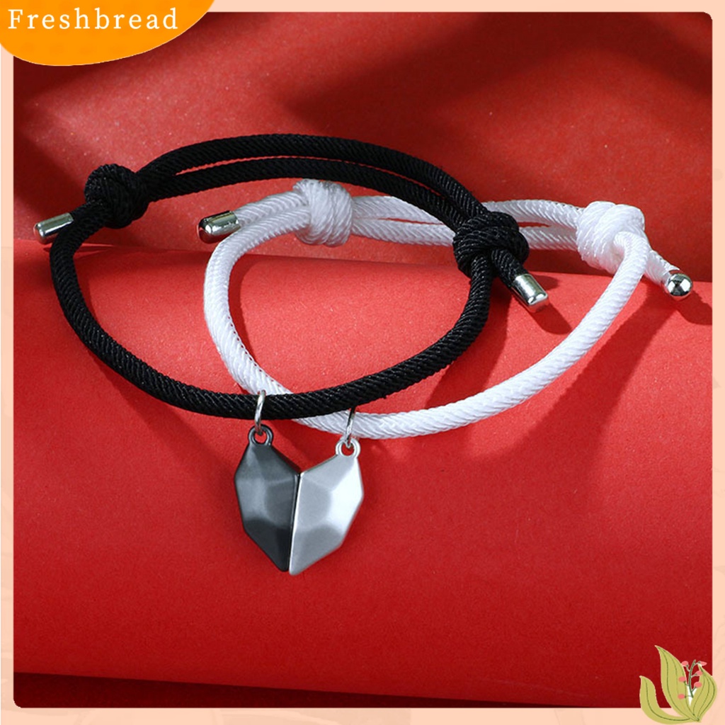 &lt; Freshbread &gt; 1pasang Gelang Couple ic Cinta Romantis Unisex Bentuk Hati Panjang Yang Dapat Disesuaikan Pria Bracelet Jewelry