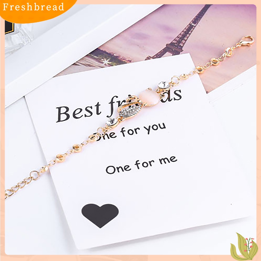 &lt; Freshbread &gt; Wanita Fashion Paduan Berlian Imitasi Kucing Rantai Pesona Gelang Bangle Perhiasan Hadiah