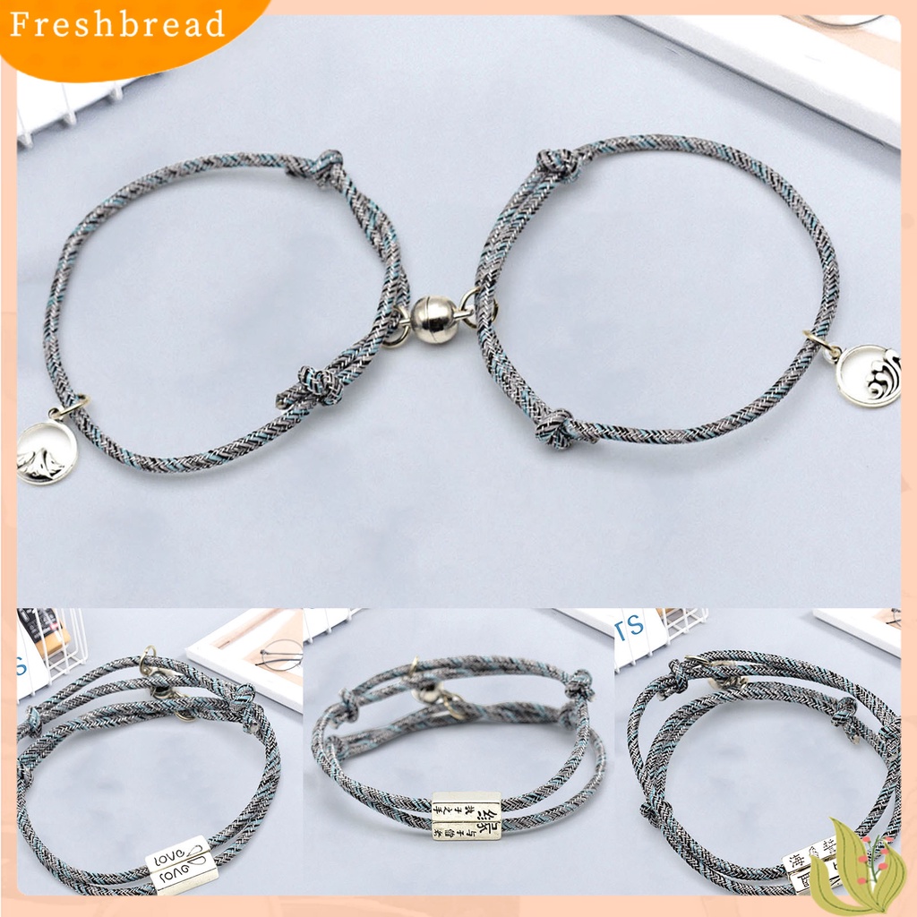 &lt; Freshbread &gt; 2Pcs Lover Bracelet ic Adjustable Braid Rope Pria Wanita Matching Bracelet Untuk Hadiah