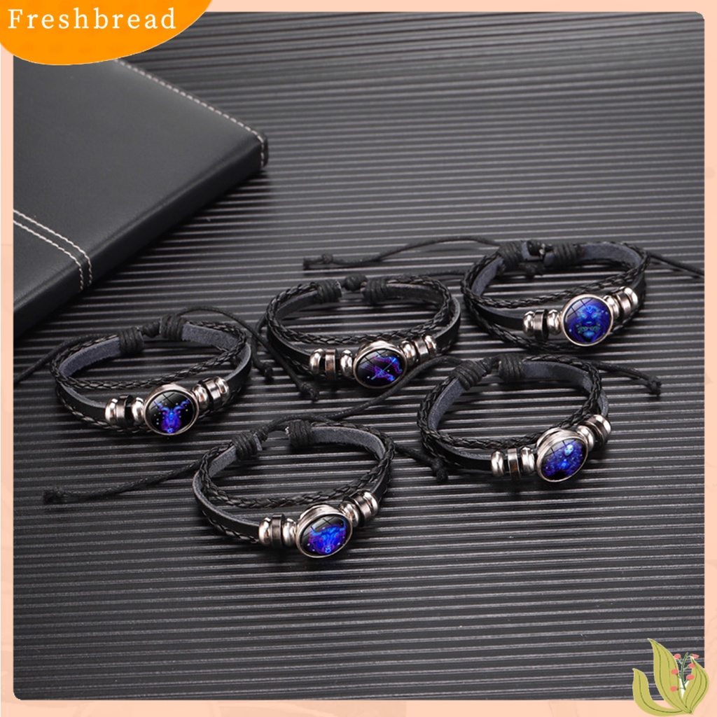 &lt; Freshbread &gt; Multilayer Charm Bracelet Adjustable Luminescent Twelve Constellation Braided Bracelet Untuk Kehidupan Sehari-Hari