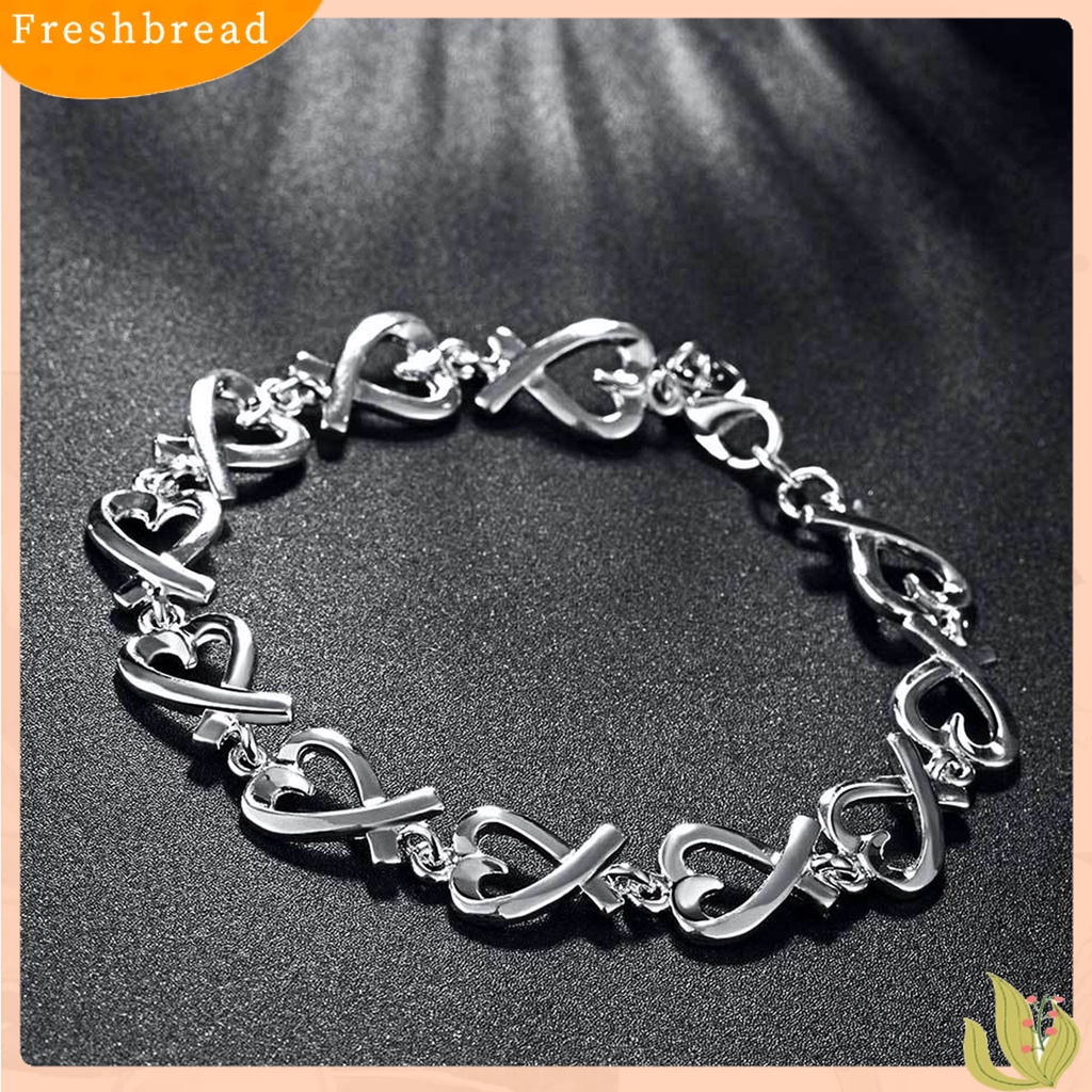 &lt; Freshbread &gt; Gelang Bentuk Hati Ringan-Berat Warna Silver 21cm Wanita Perhiasan Rantai Untuk Pesta