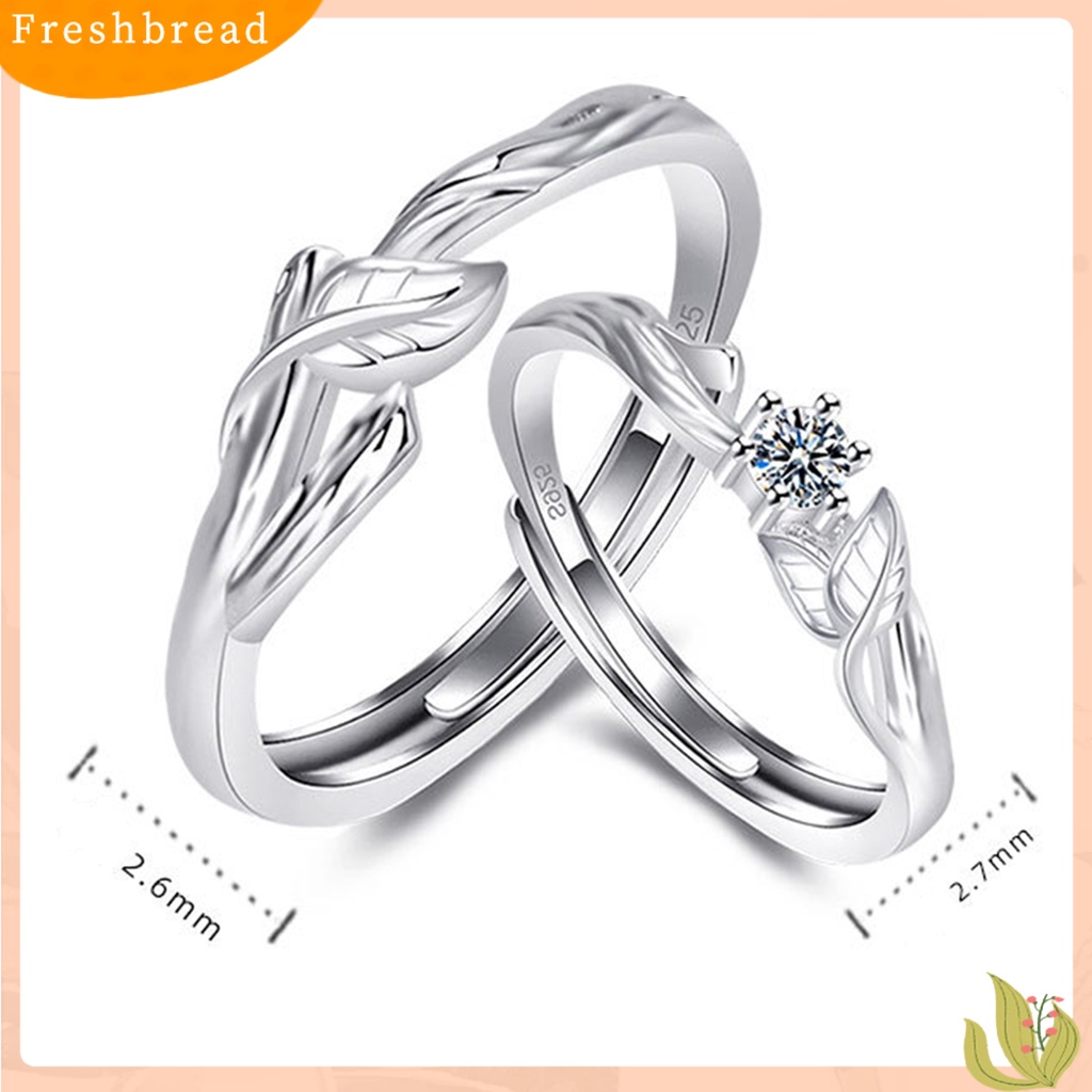 &lt; Freshbread &gt; Pasangan Cincin Pembukaan Dipoles Elegan Hadiah Hari Valentine Berlian Imitasi Berkilau Duri Daun Wanita Pria Jari Cincin Perhiasan Fashion