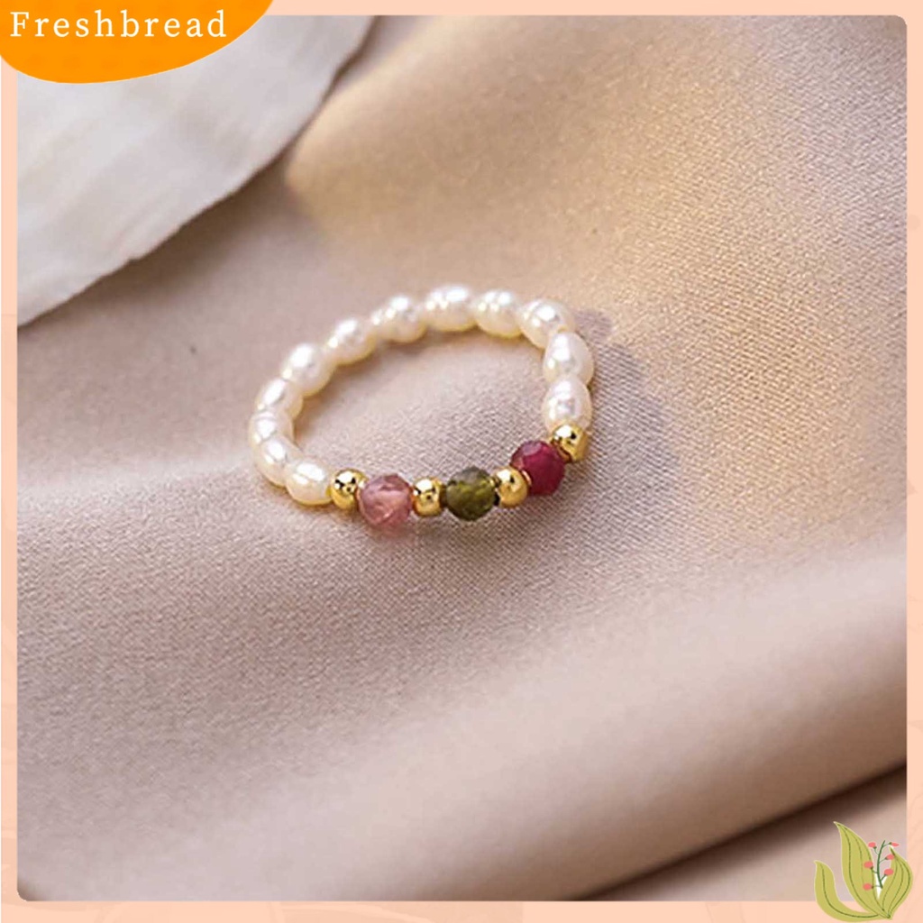 &lt; Freshbread &gt; Sederhana Elegan Tali Wanita Cincin Hadiah Multi Manik-Manik Mutiara Imitasi Cincin Perhiasan Aksesoris