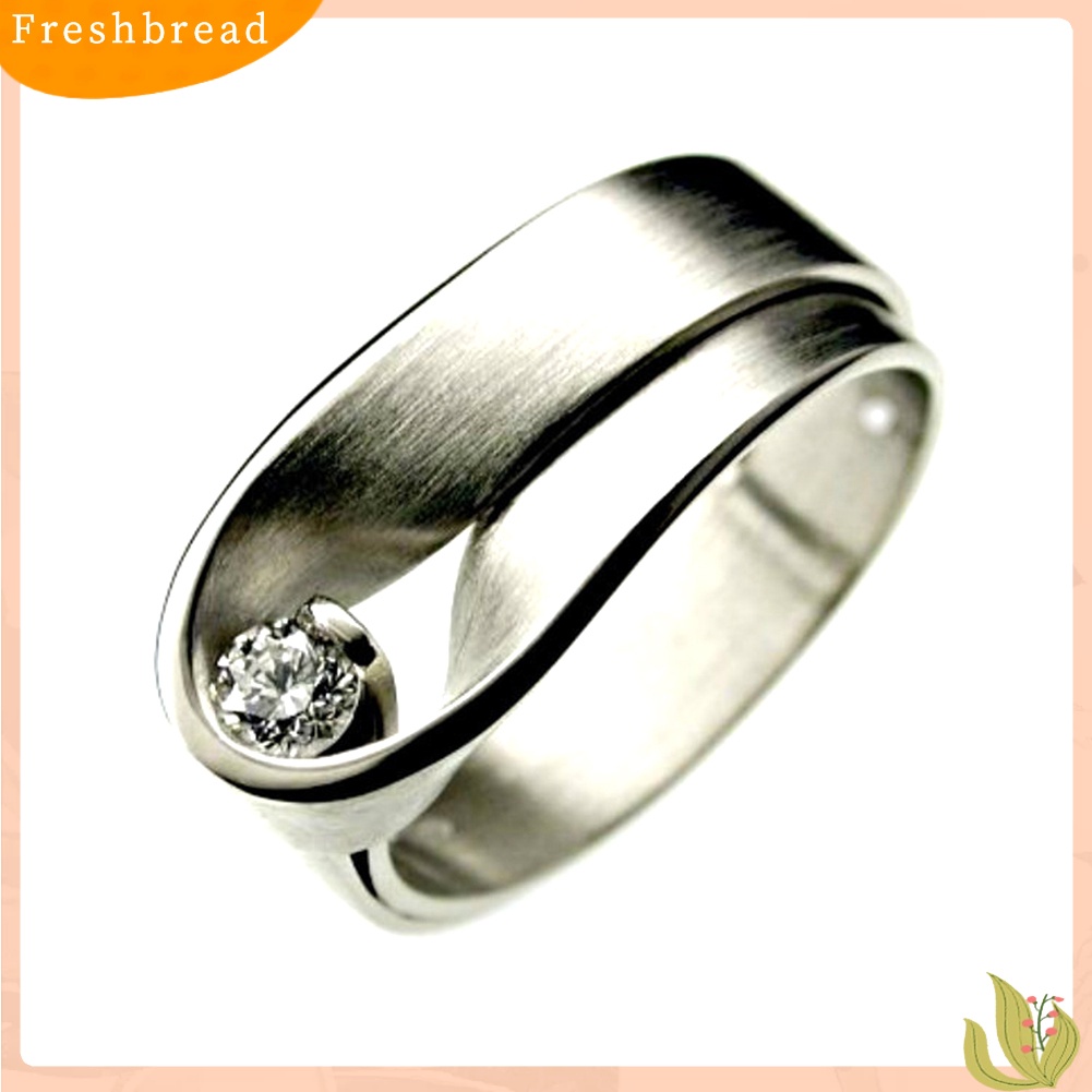 &lt; Freshbread &gt; Fashion Unisex Cubic Zirconia Bertatahkan Perhiasan Cincin Jari Pertunangan Pernikahan