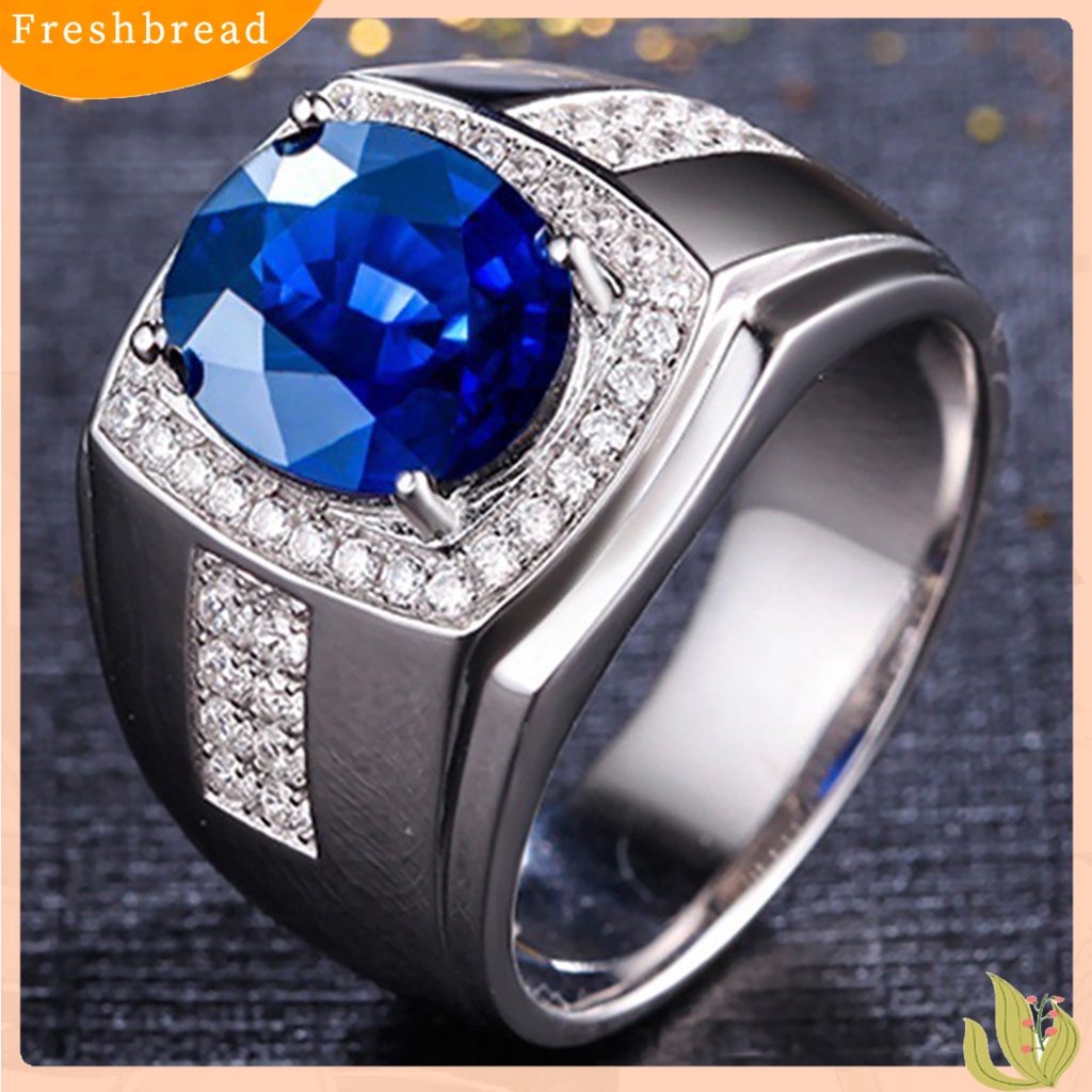 &lt; Freshbread &gt; Mewah Pria Cubic Zirconia Berlian Imitasi Bertatahkan Jari Cincin Perhiasan Hadiah