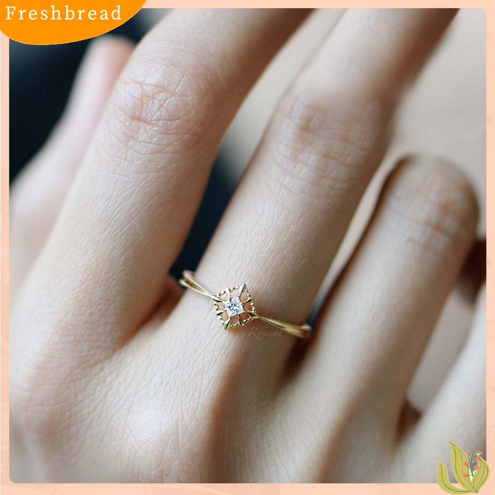 &lt; Freshbread &gt; Vintage Wanita Kubus Cubic Zirconia Bertatahkan Jari Cincin Pertunangan Perhiasan Hadiah