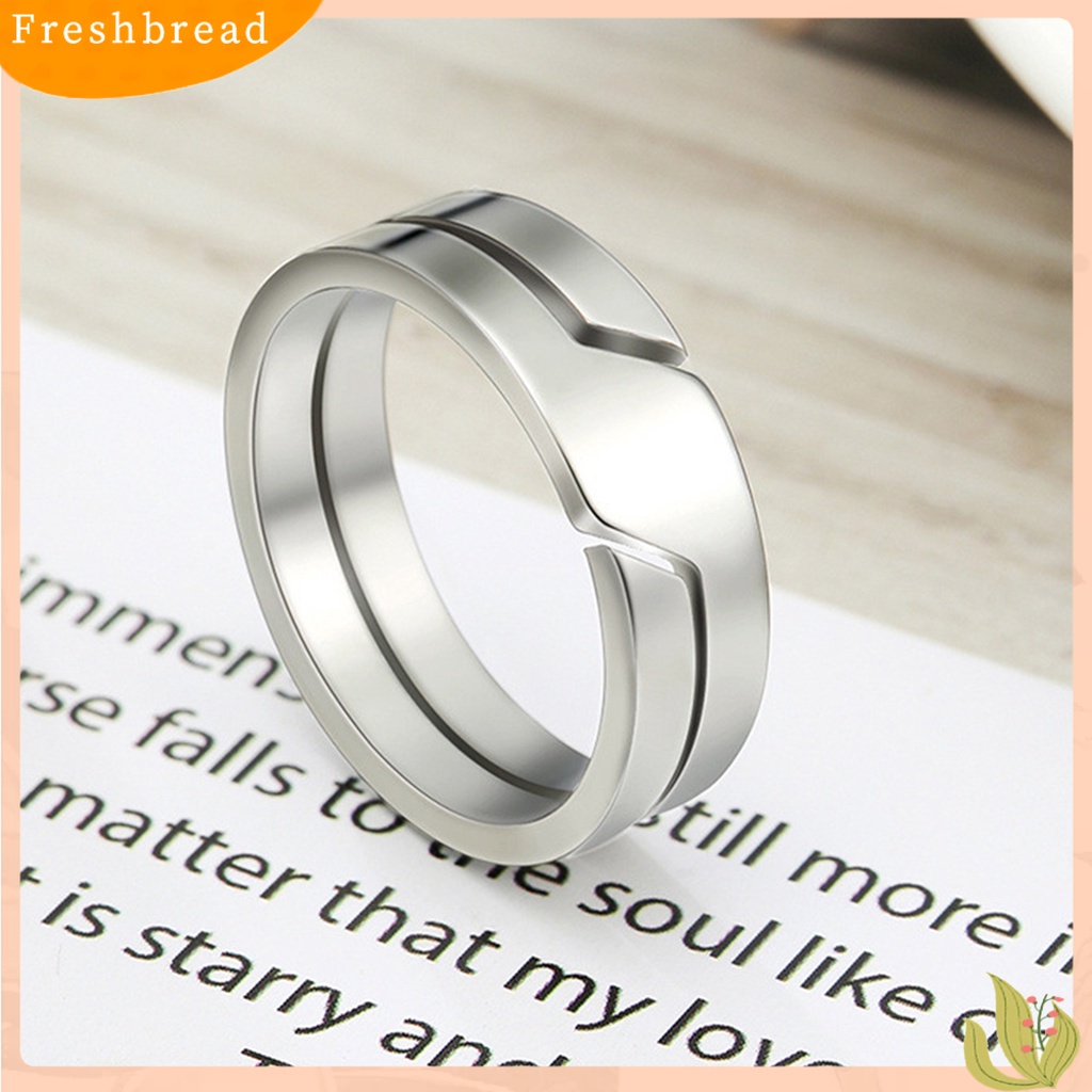 &lt; Freshbread &gt; Cincin Couple Klasik Geometri Glossy Hias Semua Pertandingan Hadiah Perhiasan Stainless Steel Pria Wanita Kepribadian Pola Garis Pertunangan Jari Cincin Untuk Pakaian Sehari-Hari