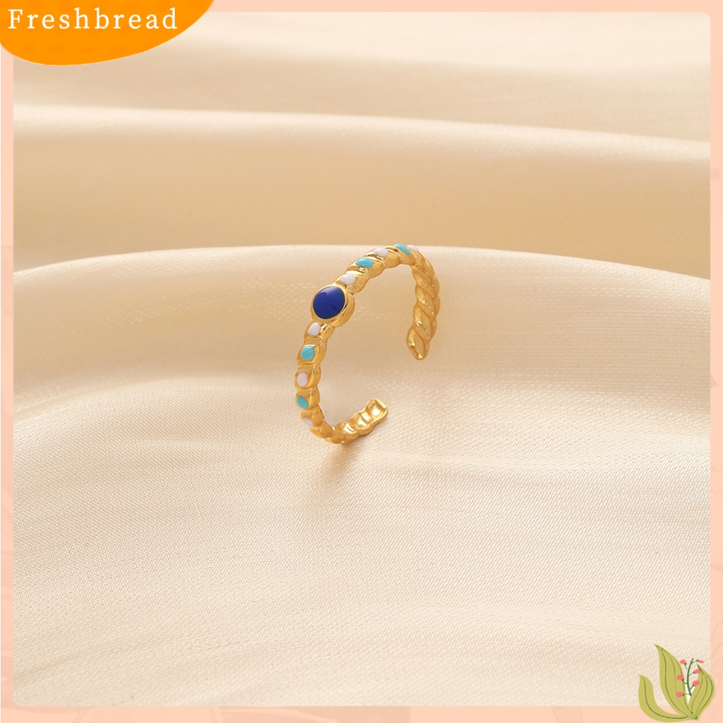 &lt; Freshbread &gt; Wanita Cincin Terbuka Multicolor Colorfast Bland Round Spot Opening Hias Stainless Steel Adjustable Lady Knuckle Ring Untuk Pakaian Sehari-Hari