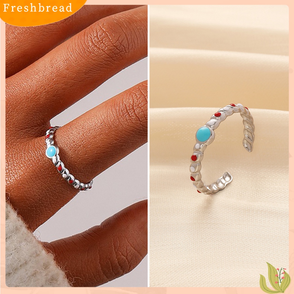 &lt; Freshbread &gt; Wanita Cincin Terbuka Multicolor Colorfast Bland Round Spot Opening Hias Stainless Steel Adjustable Lady Knuckle Ring Untuk Pakaian Sehari-Hari