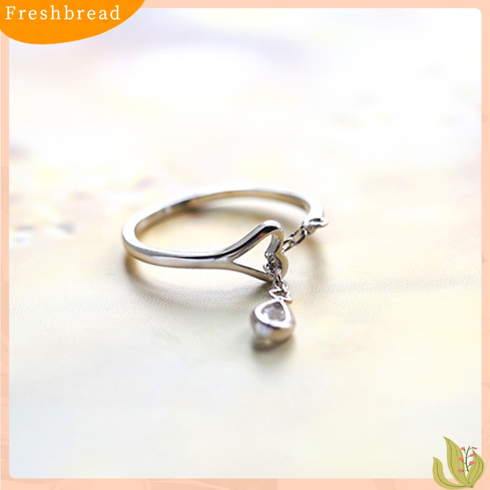 &lt; Freshbread &gt; Fashion Rumbai Tetesan Air Berlian Imitasi Pernikahan Wanita Adjustable Open Finger Ring