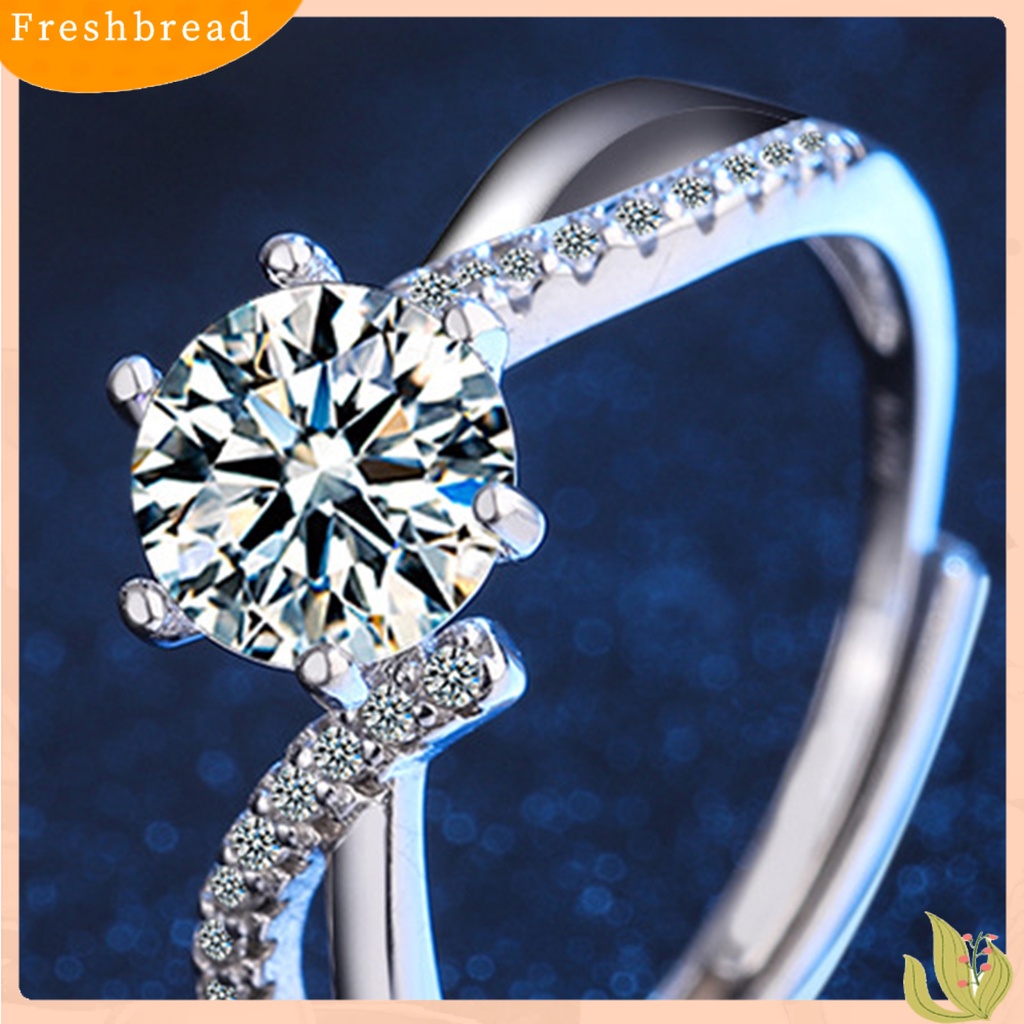 &lt; Freshbread &gt; Wanita Cincin Pembukaan Minimalis Berlian Imitasi Tertanam Wanita Pertunangan Cincin Fashion Perhiasan