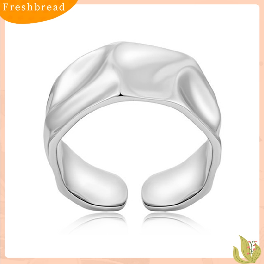 &lt; Freshbread &gt; Finger Band Adjustable Opening Personality Polishing Gaya Netral Dekorasi Warna Solid Wanita Tidak Teratur Bergelombang Terbuka Cincin Aksesoris Perhiasan