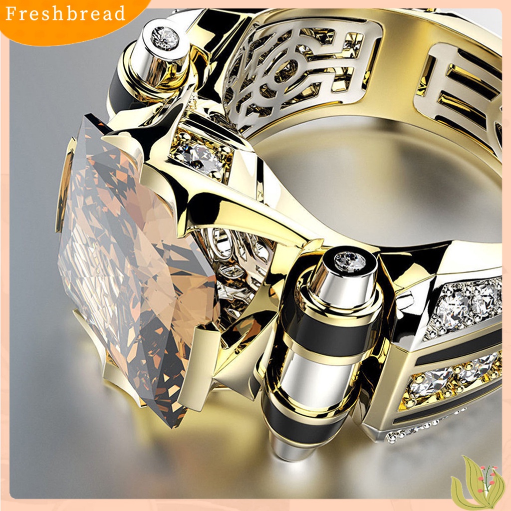 &lt; Freshbread &gt; Unisex Cincin Vintage Gothic Mewah Berlian Imitasi Mengkilap Electroplating Dekorasi Hadiah Pria Wanita Cubic Zirconia Fidget Ring Jewelry Untuk Pakaian Sehari-Hari