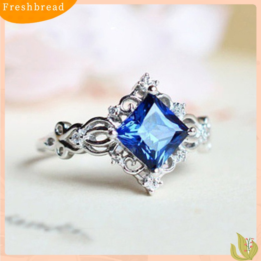 &lt; Freshbread &gt; Vintage Wanita Berongga Bunga Putri Potongan Safir Imitasi Hias Cincin Perhiasan Hadiah