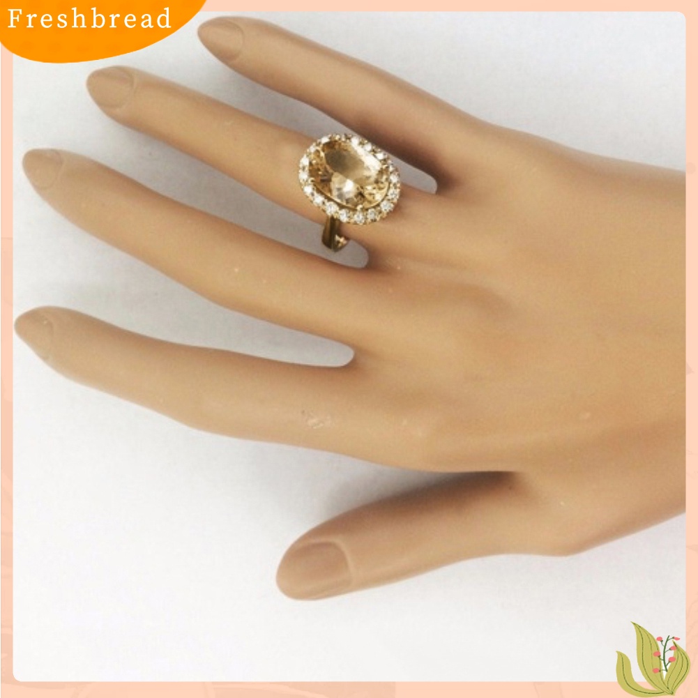 &lt; Freshbread &gt; Hadiah Hari Valentine Oval Buatan Topaz Berlian Imitasi Wanita Jari Cincin Perhiasan