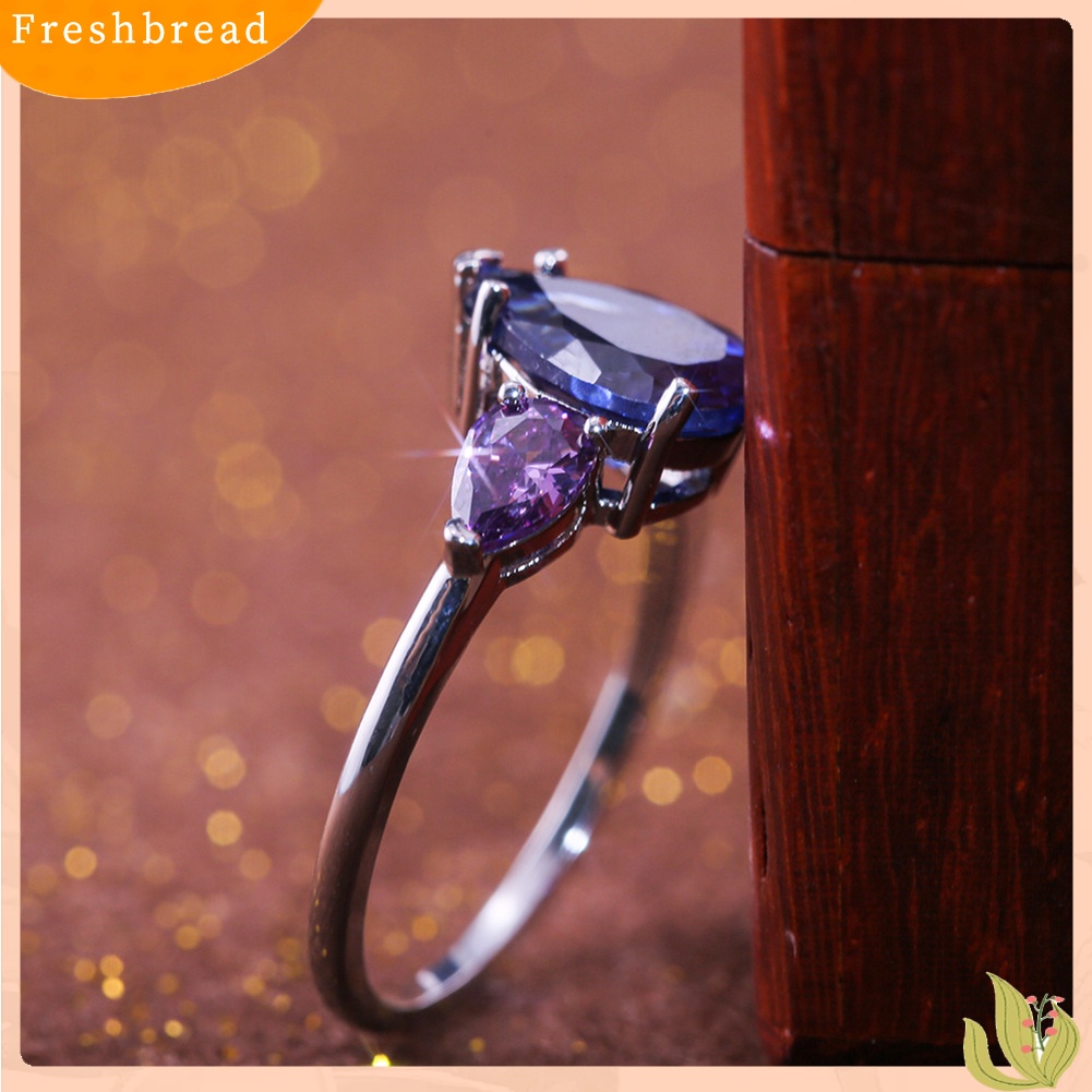 &lt; Freshbread &gt; Fashion Wanita Faux Safir Amethyst Jari Cincin Hadiah Perhiasan Pesta Pernikahan