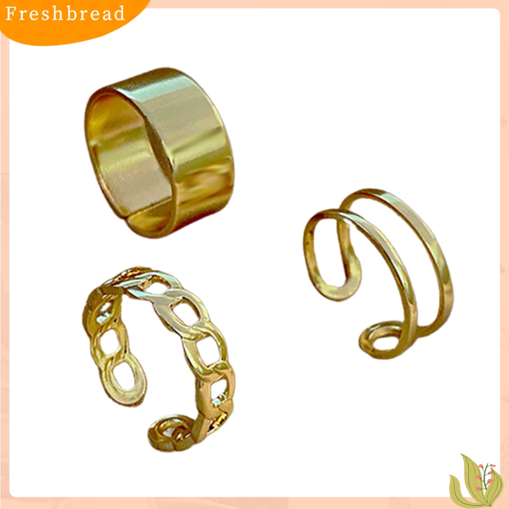 &lt; Freshbread &gt; 3Pcs/Set Keren Stackable Open Adjustable Finger Ring Knuckle Ring Perhiasan Aksesori