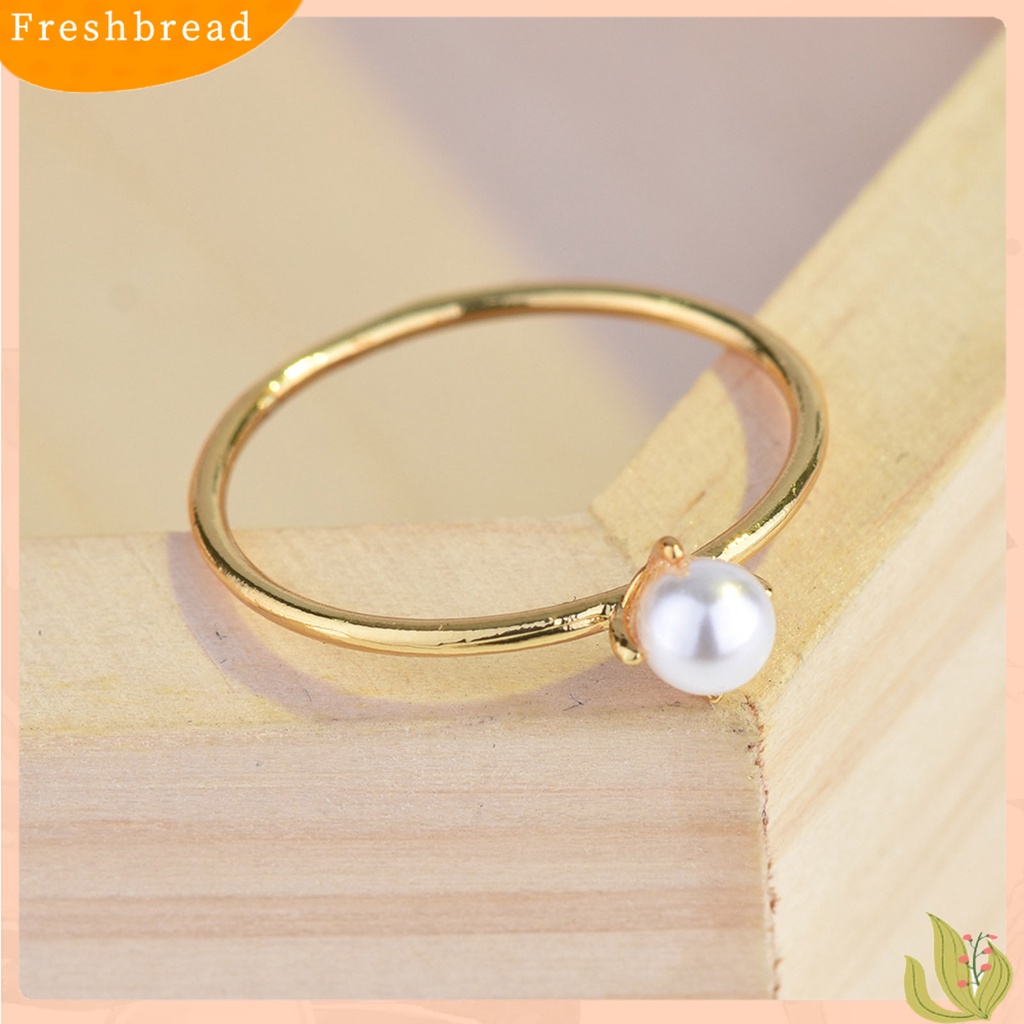 &lt; Freshbread &gt; Cincin Wanita Cincin Jari Mutiara Imitasi Hias Menarik Untuk Pertunangan