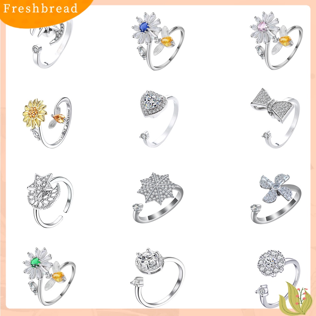 &lt; Freshbread &gt; Cincin Unisex Berputar Dapat Disesuaikan Mengkilap Dilapisi Melepaskan Kecemasan Cincin Perhiasan Hadiah