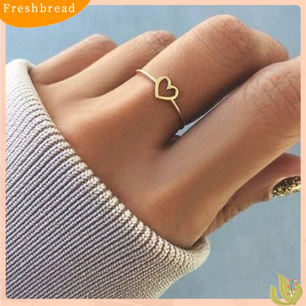 &lt; Freshbread &gt; Wanita Fashion Sahabat Berongga Jantung Jari Cincin Pesta Perhiasan Aksesori Hadiah