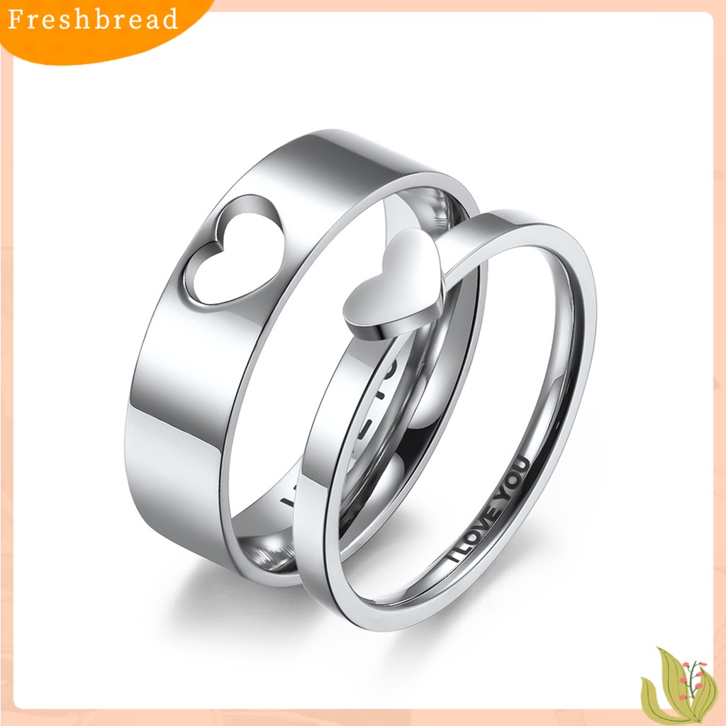 &lt; Freshbread &gt; 2Pcs Cincin Jari Electroplating Bright Luster Hollowed Heart High Polished Pengerjaan Indah Berdandan Permukaan Halus Yang Serasi Hati Janji Cincin