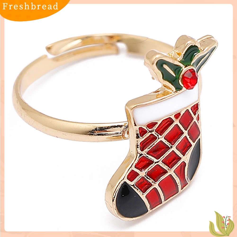 &lt; Freshbread &gt; Perhiasan Natal Paduan Kartun Anak-Anak Snowman Elk Xmas Tree Snowflake Cincin Hadiah