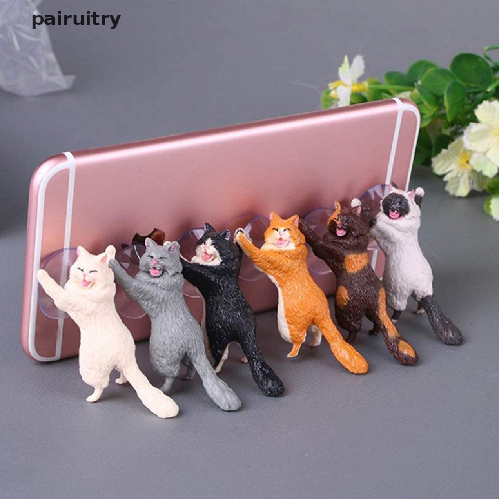Prt Kucing Lucu Dudukan Ponsel Suction Cup Desktop Stand Tablet Stent Kitten Hadiah PRT