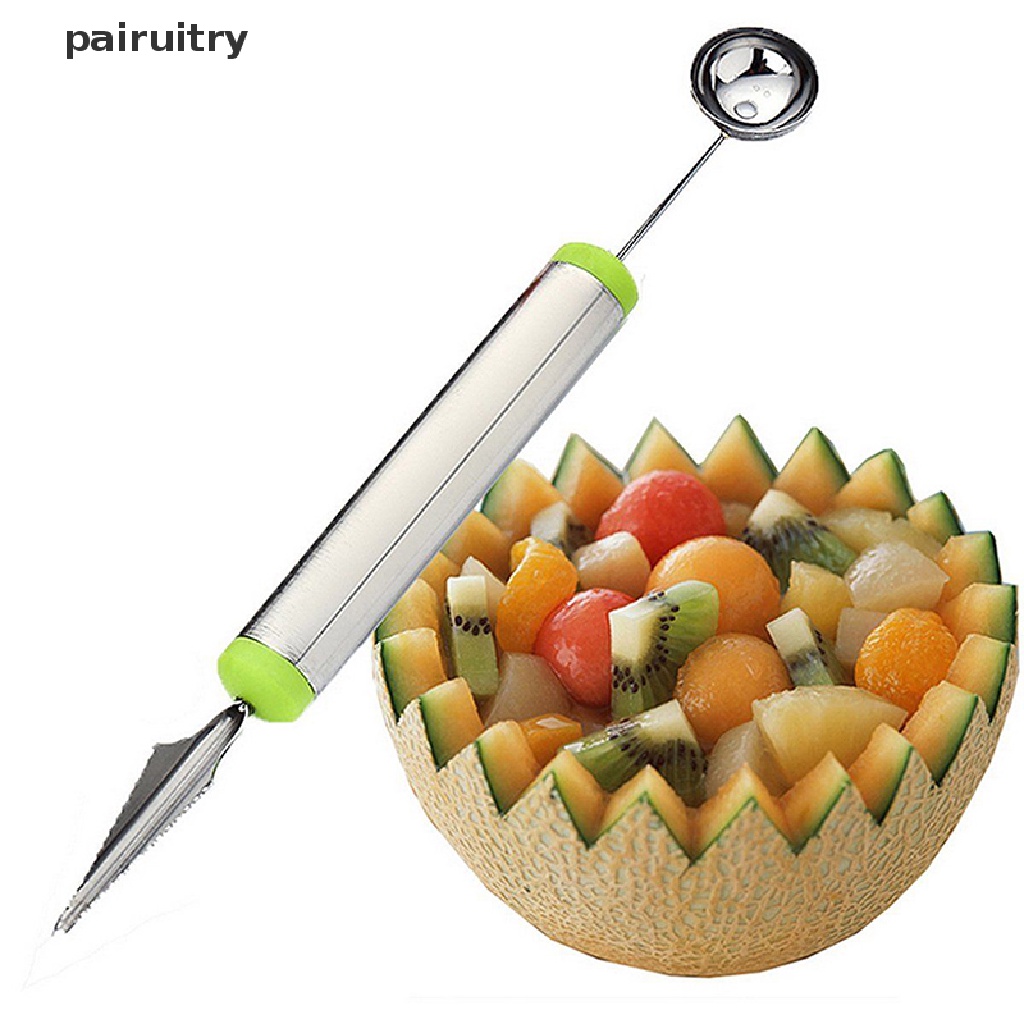 Prt New Stainless Steel Ice Cream Double-End Scoop Spoon Melon Baller Cutter Buah PRT