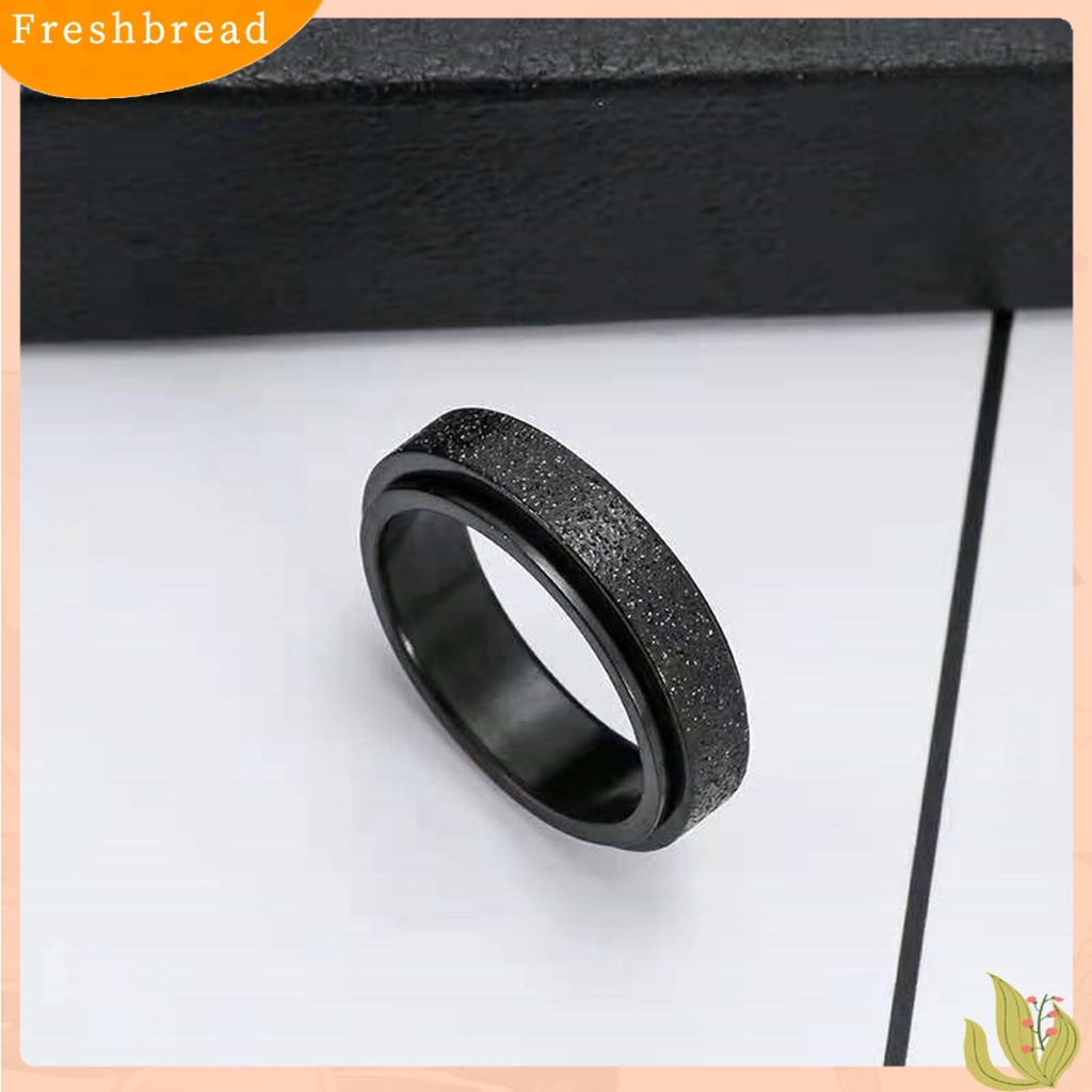 &lt; Freshbread &gt; Spinner Cincin Unisex Populer Penghilang Stress Sand Blast Finish Anti-Kecemasan Gelisah Ring Band Untuk Gaun Harian