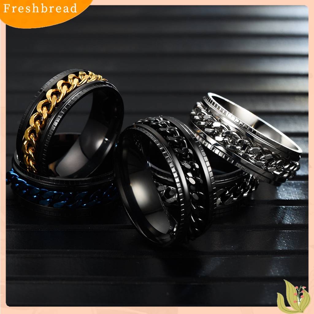 &lt; Freshbread &gt; Pria Cincin Sederhana Tinggi Dipoles Perhiasan Fashion Rantai Berputar Hias Jari Cincin Untuk Pesta