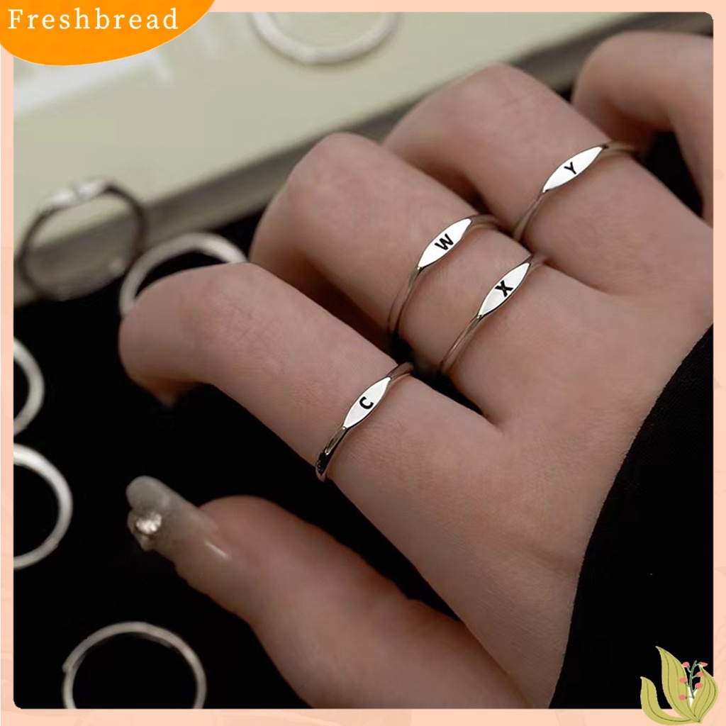 &lt; Freshbread &gt; Fashion Cincin Huruf Inggris Ukiran Pengerjaan Halus Elektroplating Hypoallergenic Permukaan Halus Menghias Elegan Fashion Minimalis Midi Cincin Bulat Wanita Perhiasan