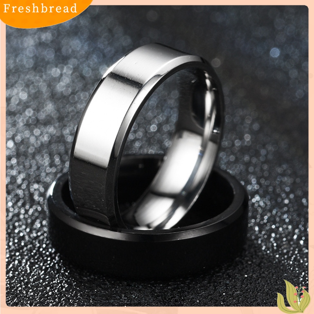 &lt; Freshbread &gt; Lebar Anti Karat Pria Cincin Stainless Steel Sederhana Indah Pertunangan Cincin Fashion Perhiasan