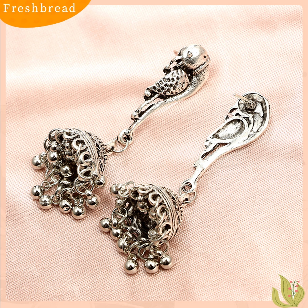 &lt; Freshbread &gt; Vintage Burung Merak Bulat Bola Menjuntai Drop Stud Anting Wanita Perhiasan Hadiah