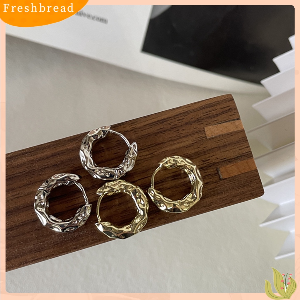 &lt; Freshbread &gt; 1pasang Anting Wanita Tidak Teratur Lingkaran Logam Perhiasan Vintage Geometris Hoop Earrings Hadiah Ulang Tahun