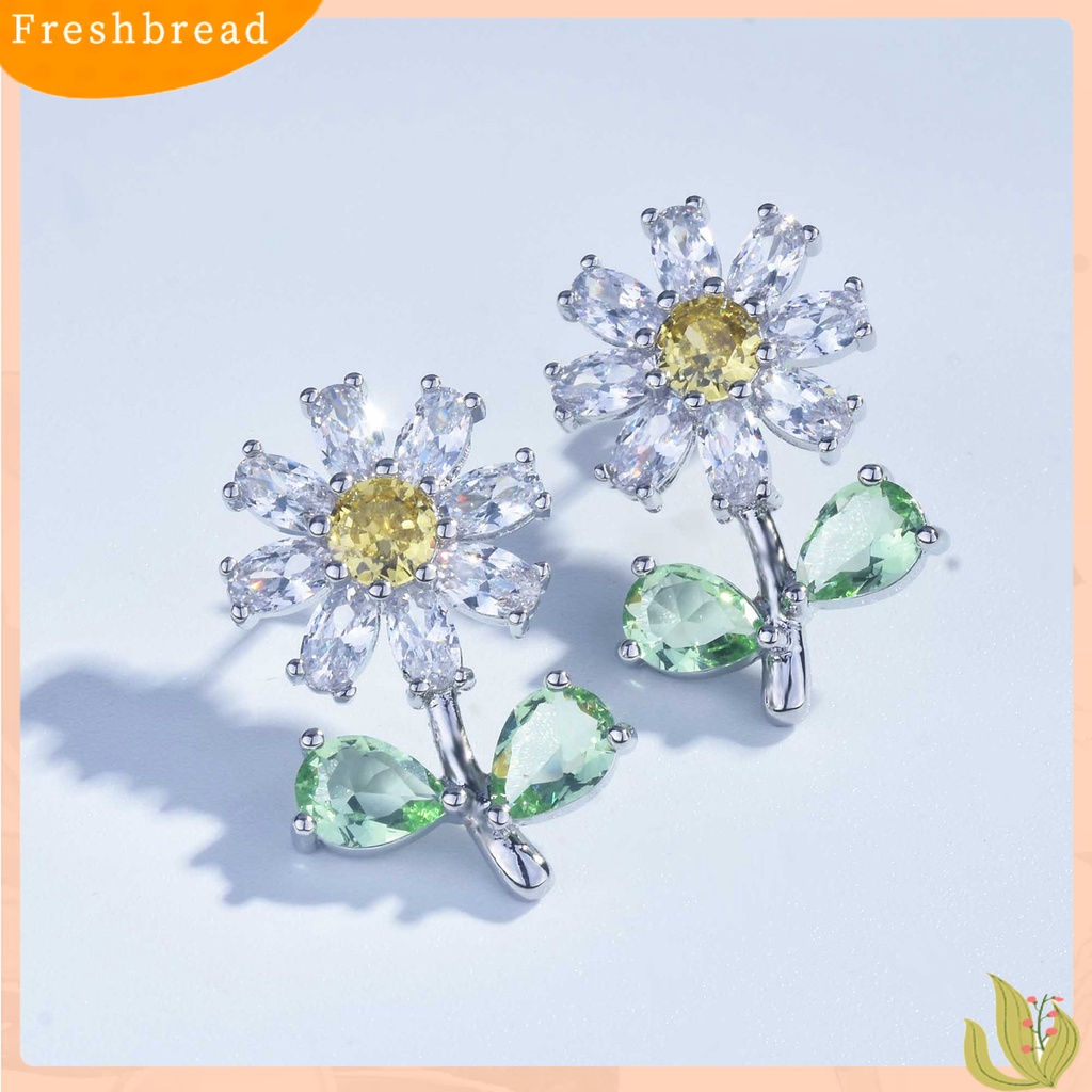 &lt; Freshbread &gt; 1pasang Ear Studs Krisan Kecil Perhiasan Berlian Imitasi Mengkilap Semua Pertandingan Stud Earrings Perhiasan Aksesoris