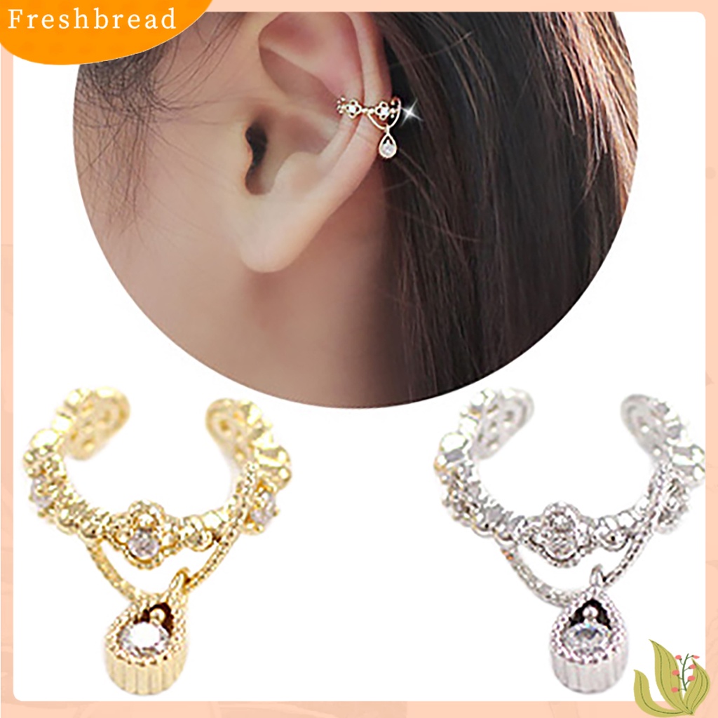 &lt; Freshbread &gt; 1Pc Ear Cuff Teardrop Pendant Hias Anting Tulang Rawan Wanita Tanpa Tindik Untuk Pesta Ulang Tahun