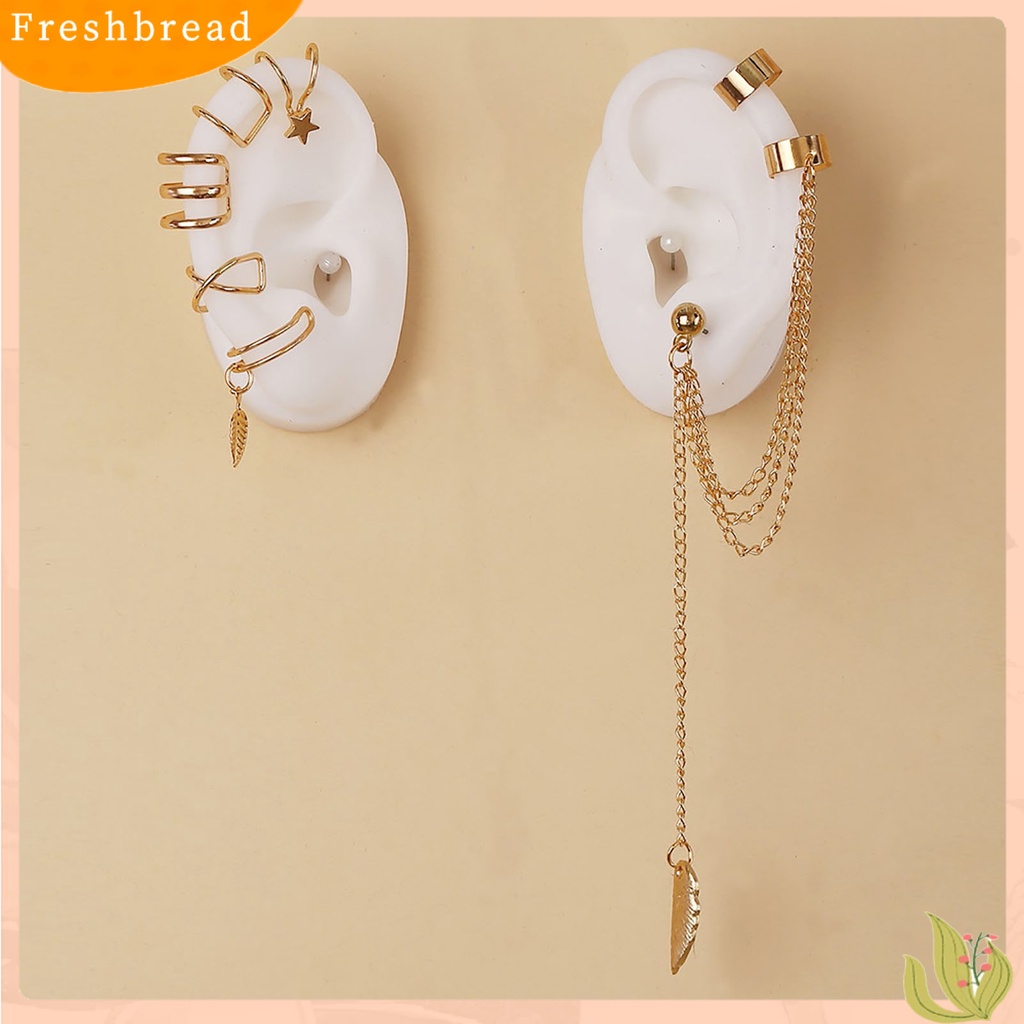 &lt; Freshbread &gt; 5Pcs/Set Atau 7Pcs/Set Anting Desain Bungkus Fashion Bahan Metal Klip Tanpa Tindik Manset Telinga Untuk Wanita