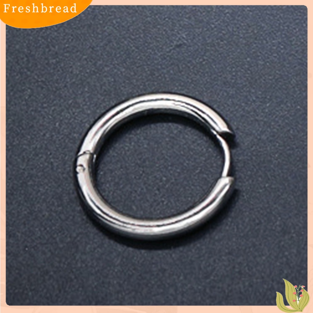 &lt; Freshbread &gt; 1Pc Anting Bulat Tindik Halus Warna Silver Anting Pria Simple Bahan Stainless Steel Untuk Belanja