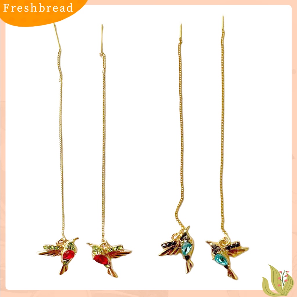 &lt; Freshbread &gt; 1pasang Anting Drop Menarik Tidak Alergi Ramah Lingkungan Hummingbird Panjang Liontin Menjuntai Anting Untuk Harian