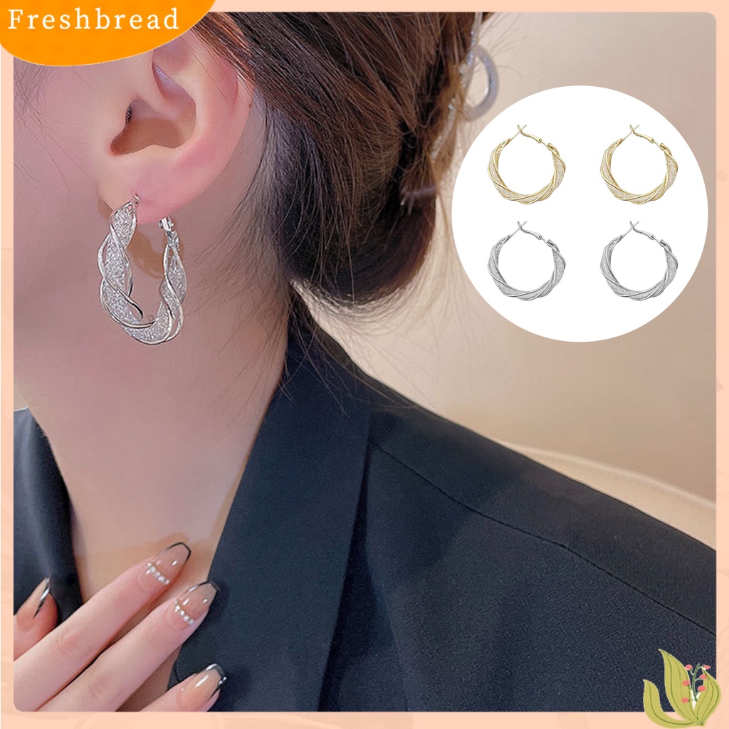 &lt; Freshbread &gt; 1pasang Anting Lingkaran Bersinar Imitasi Zirkon Berlebihan Tidak Teratur Memutar Berdandan Elektroplating Temperamen Wanita Anting Hoop Untuk Pacaran