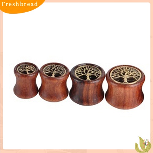 &lt; Freshbread &gt; 1pc8 /10 /12 /14mm Terowongan Daging Pohon Kehidupan Kayu Double Flared Gauge Ear Plug