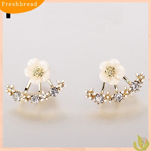 &lt; Freshbread &gt; Fashion Wanita Gaya Korea Anting Pola Daisy Kecil Berlian Imitasi Jaket Telinga Ear Studs