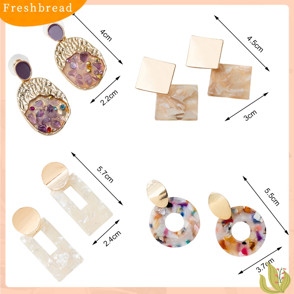 &lt; Freshbread &gt; 1pasang Anting Menjuntai Geometris Warna Kontras Perhiasan Vintage Hollow Out Stud Earrings Untuk Pakaian Sehari-Hari Pesta Pernikahan Prom